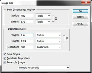 The Image Size dialog box in Adobe Photoshop CS6